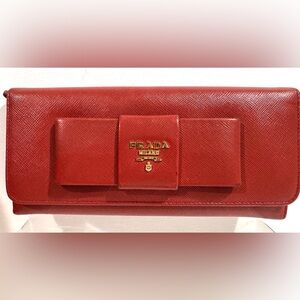Prada Saffiano Bow Continental Wallet